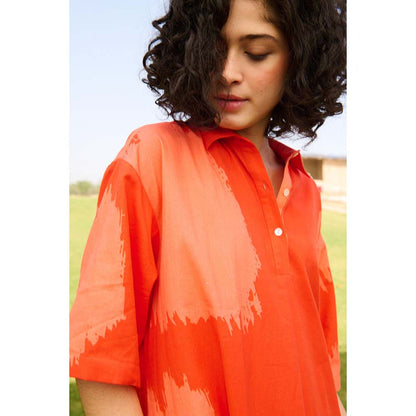 Raas Life Orange Madame Printed Dress