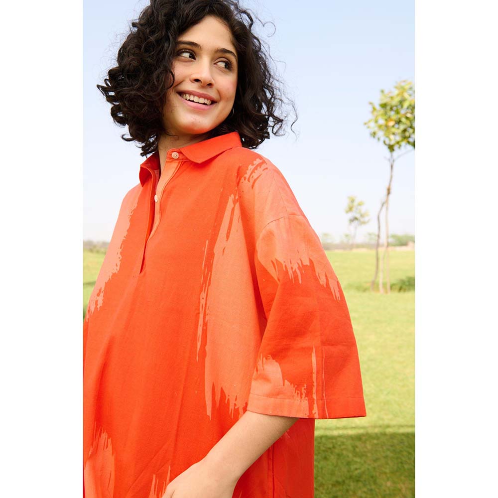 Raas Life Orange Madame Printed Dress