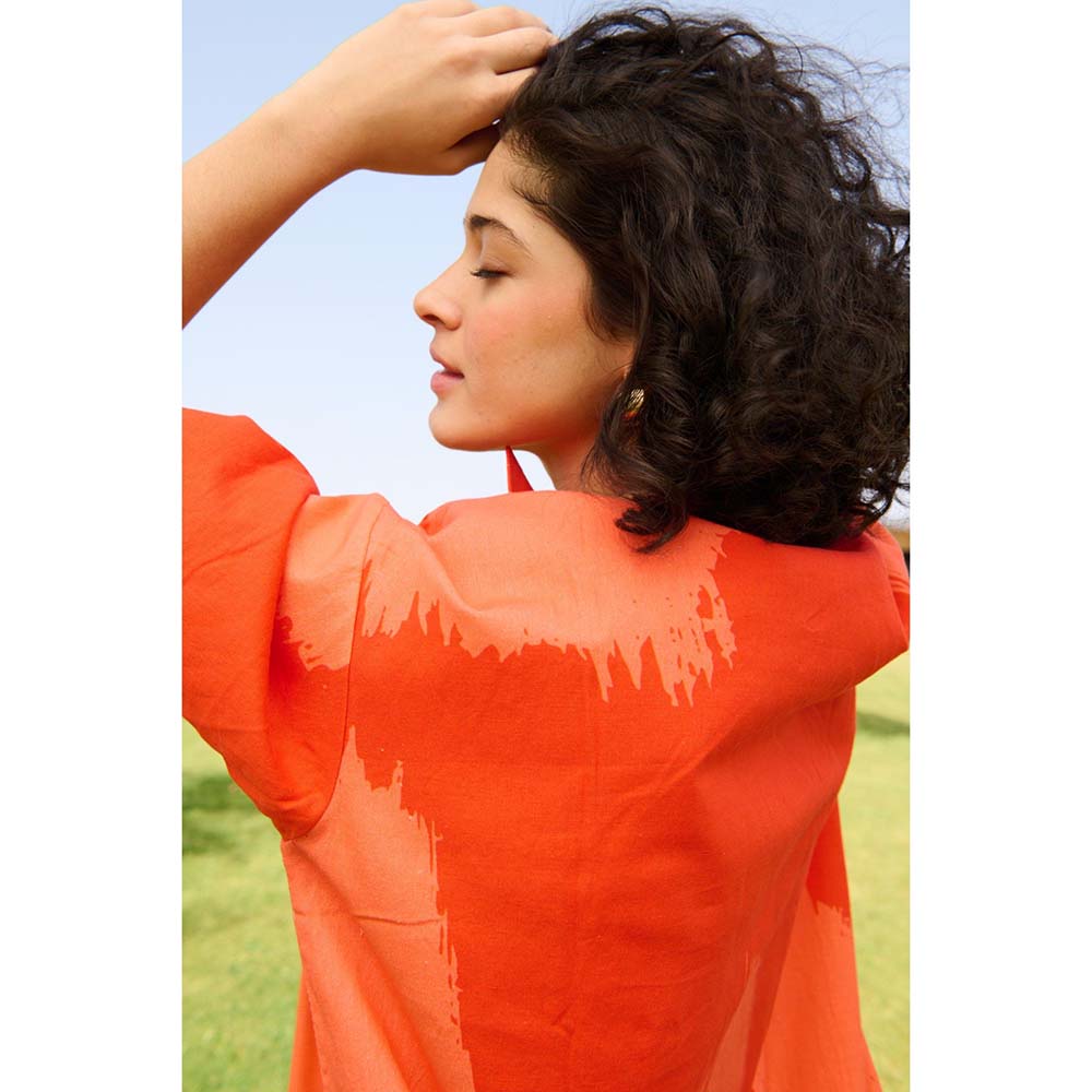Raas Life Orange Madame Printed Dress