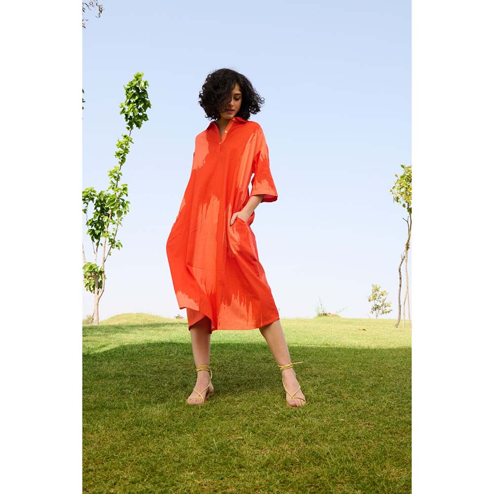 Raas Life Orange Madame Printed Dress