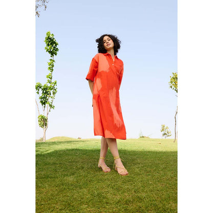 Raas Life Orange Madame Printed Dress