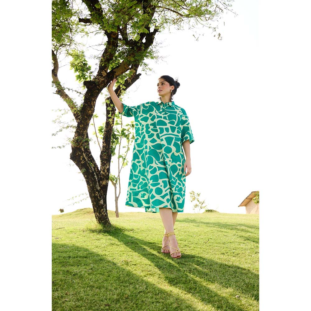 Raas Life Green Madame Printed Dress