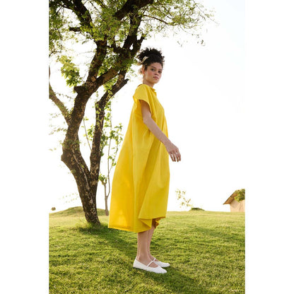 Raas Life Yellow Chamomile Solid Dress