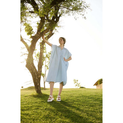 Raas Life Blue Chamomile Solid Dress