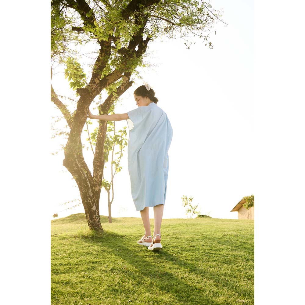 Raas Life Blue Chamomile Solid Dress