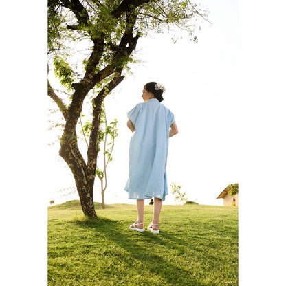 Raas Life Blue Chamomile Solid Dress