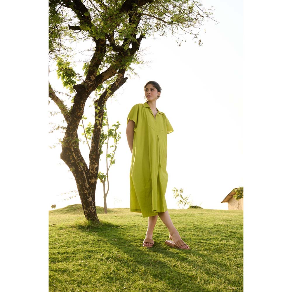 Raas Life Green Chamomile Solid Dress