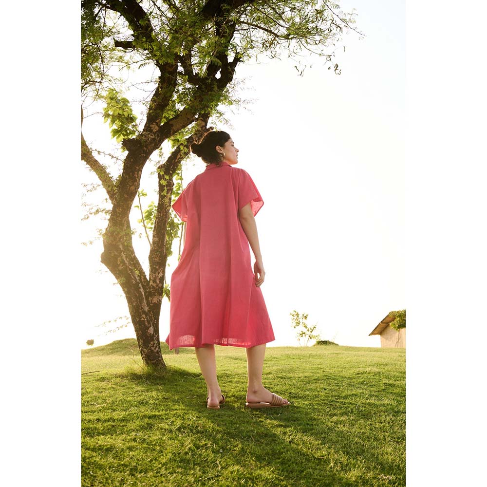 Raas Life Pink Chamomile Solid Dress