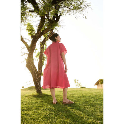 Raas Life Pink Chamomile Solid Dress