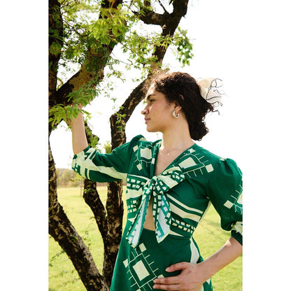 Raas Life Green Dahlia Printed Dress