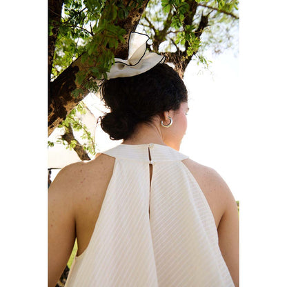 Raas Life Off White Camellia Stripes Dress