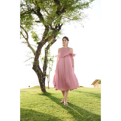Raas Life Pink Camellia Stripes Dress