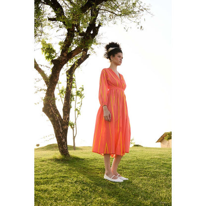 Raas Life Orange Cosmo Stripe Dress