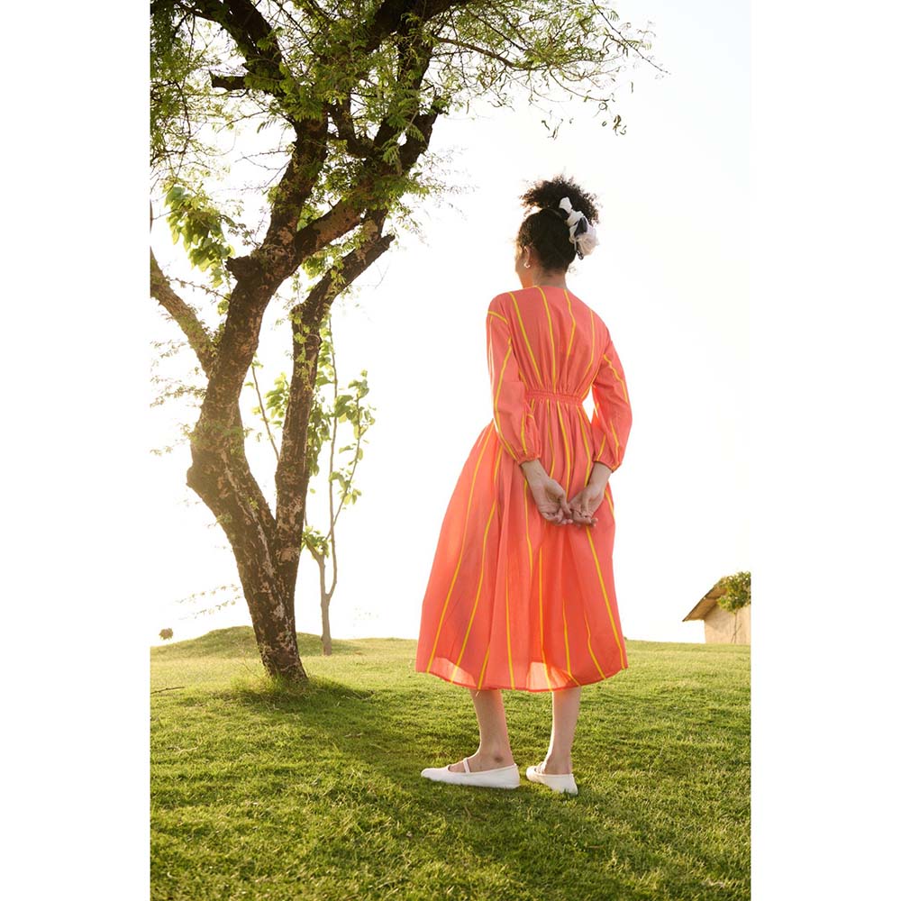 Raas Life Orange Cosmo Stripe Dress