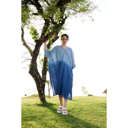 Raas Life Blue Angela Kaftan Style Ombre Dress