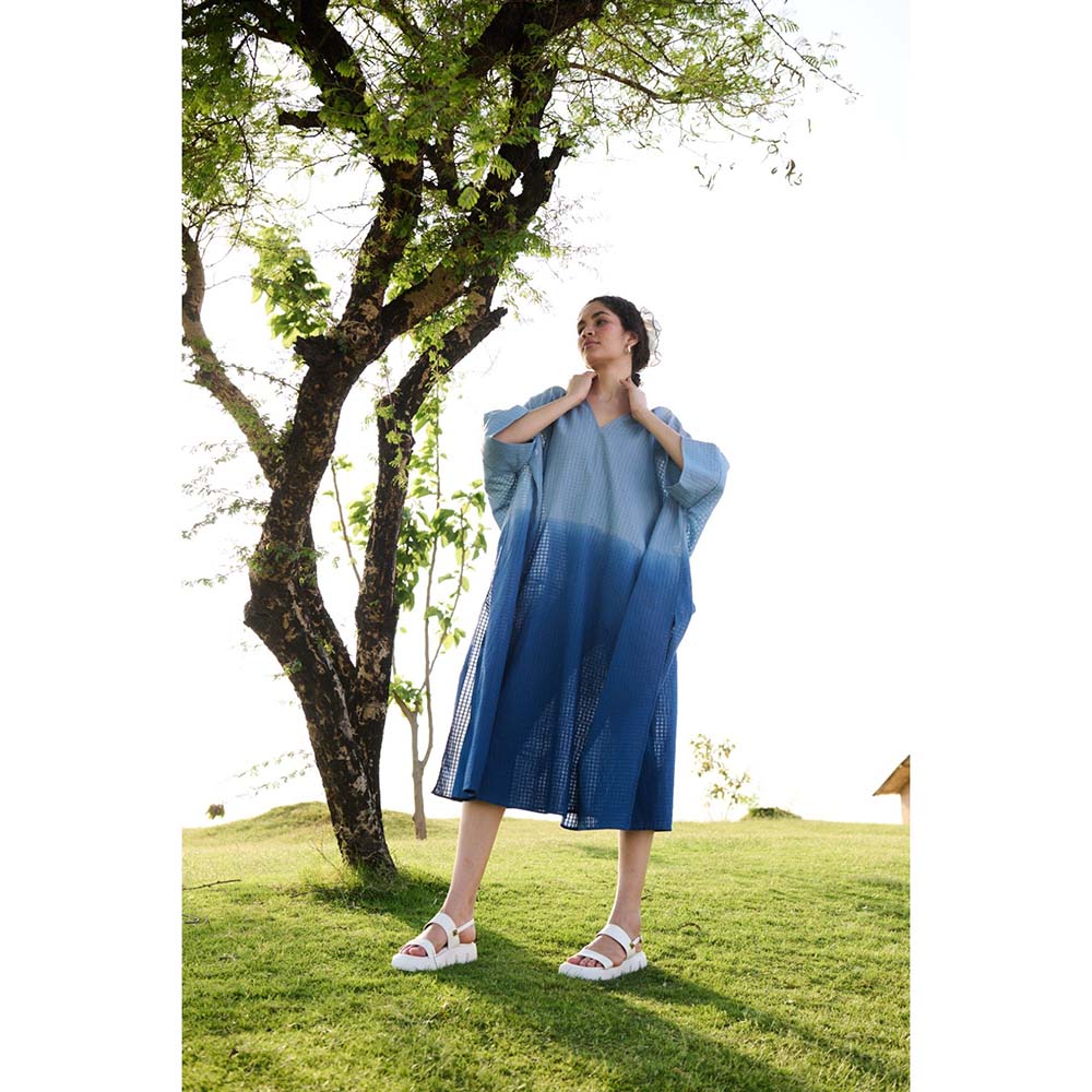 Raas Life Blue Angela Kaftan Style Ombre Dress