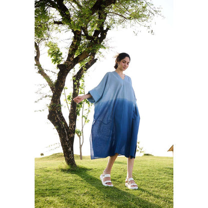 Raas Life Blue Angela Kaftan Style Ombre Dress