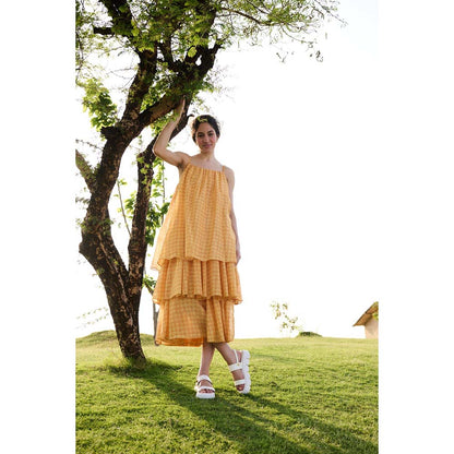 Raas Life Mustard Princess Dress Printed Dress