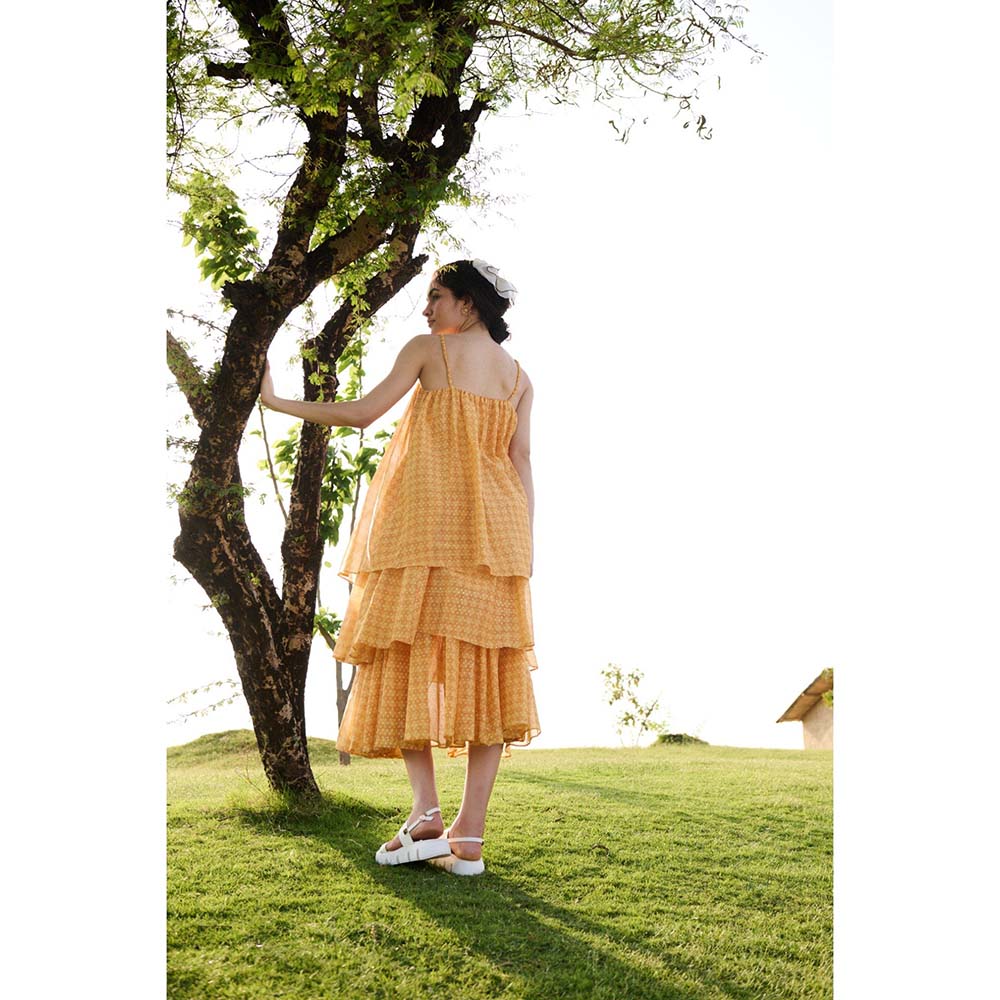 Raas Life Mustard Princess Dress Printed Dress