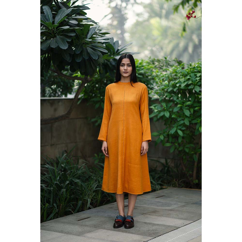 Raas Life Orange Starflower Solid Dress