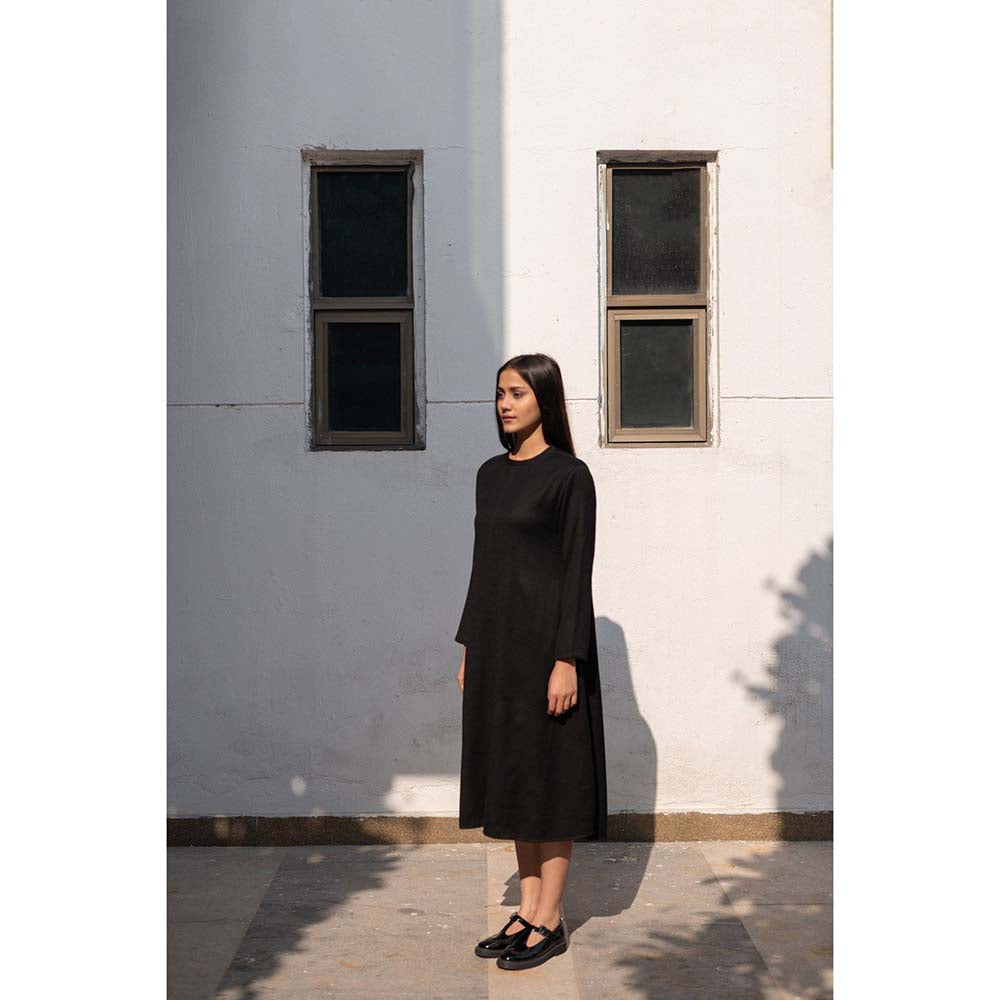 Raas Life Black Starflower Solid Dress