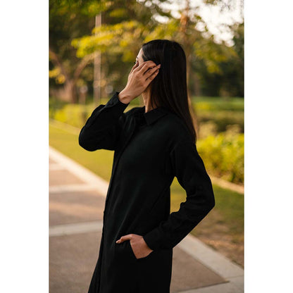 Raas Life Black Zinnia Solid Collar Neck Dress