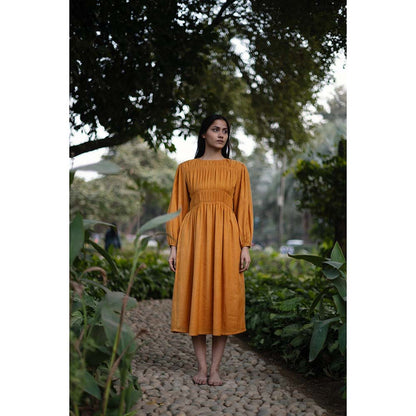 Raas Life Orange Sunflower Solid Dress