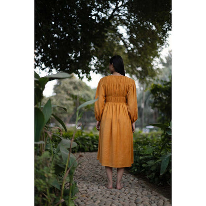 Raas Life Orange Sunflower Solid Dress