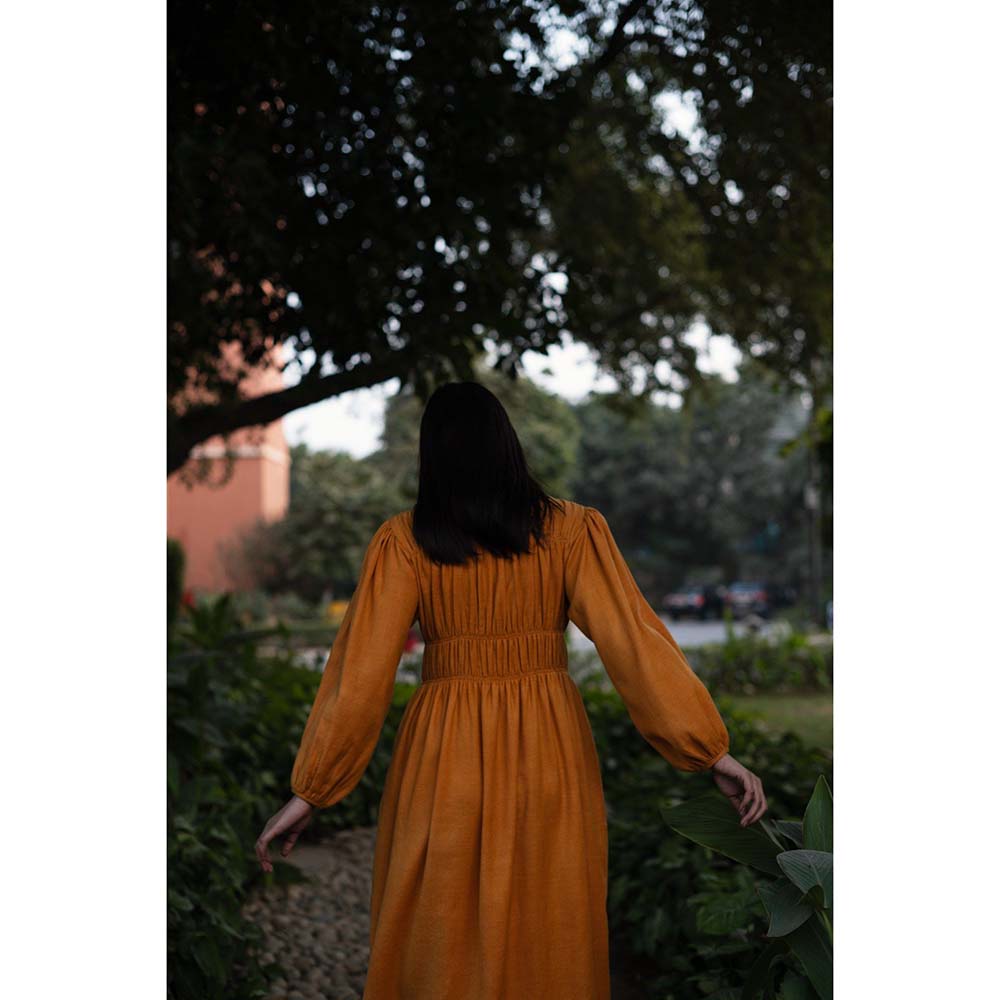 Raas Life Orange Sunflower Solid Dress