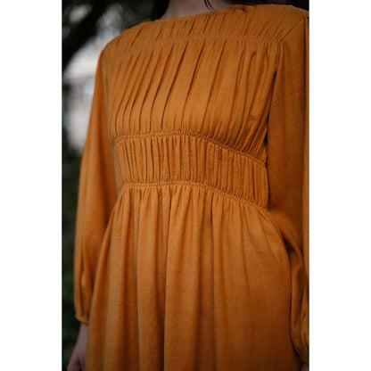 Raas Life Orange Sunflower Solid Dress
