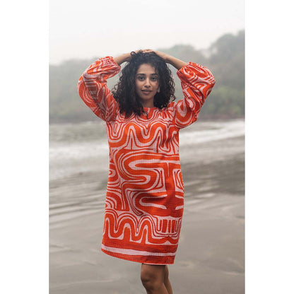 Raas Life Orange Zavi Printed Dress