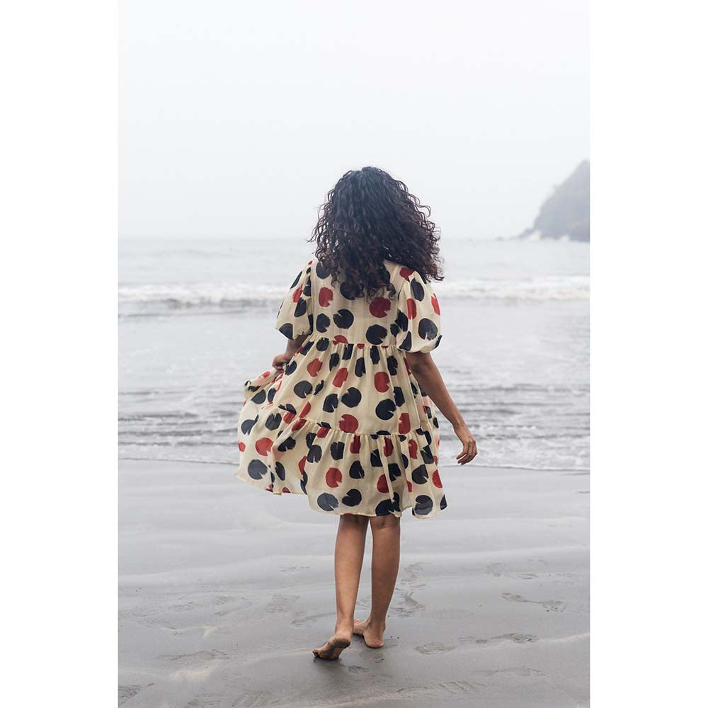 Raas Life Beige Layla Polka Dot Print Dress
