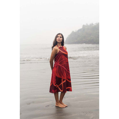 Raas Life Maroon Maiza Printed Dress