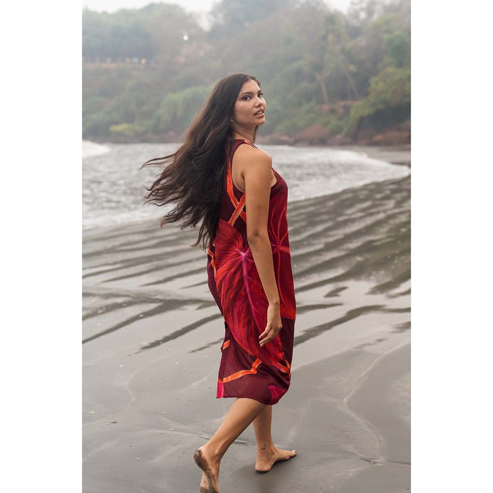 Raas Life Maroon Maiza Printed Dress