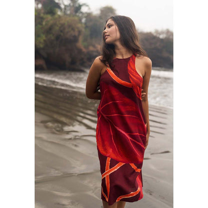 Raas Life Maroon Maiza Printed Dress