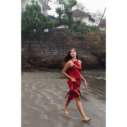 Raas Life Maroon Maiza Printed Dress
