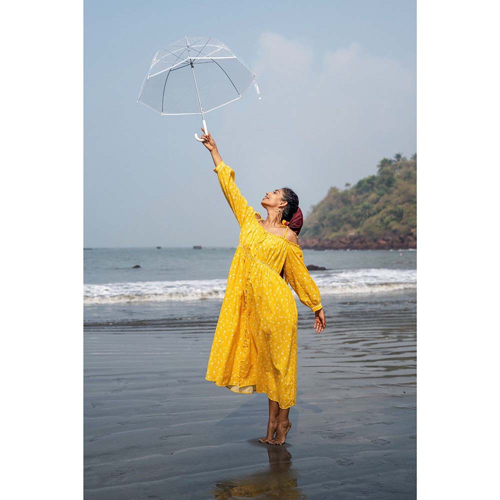 Raas Life Yellow Zoe Checks Print Dress