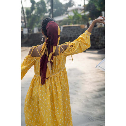 Raas Life Yellow Zoe Checks Print Dress