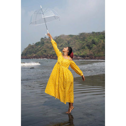 Raas Life Yellow Zoe Checks Print Dress