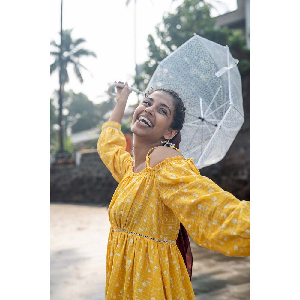 Raas Life Yellow Zoe Checks Print Dress