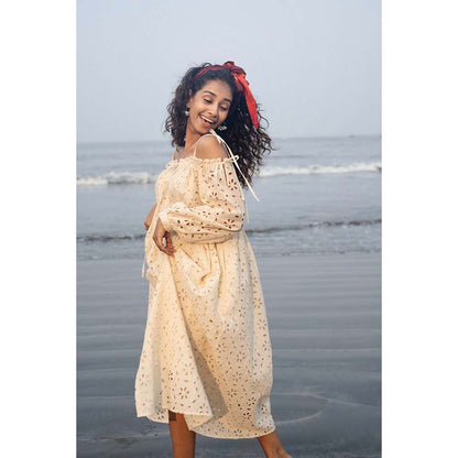 Raas Life Cream Zoe Self Design Dress