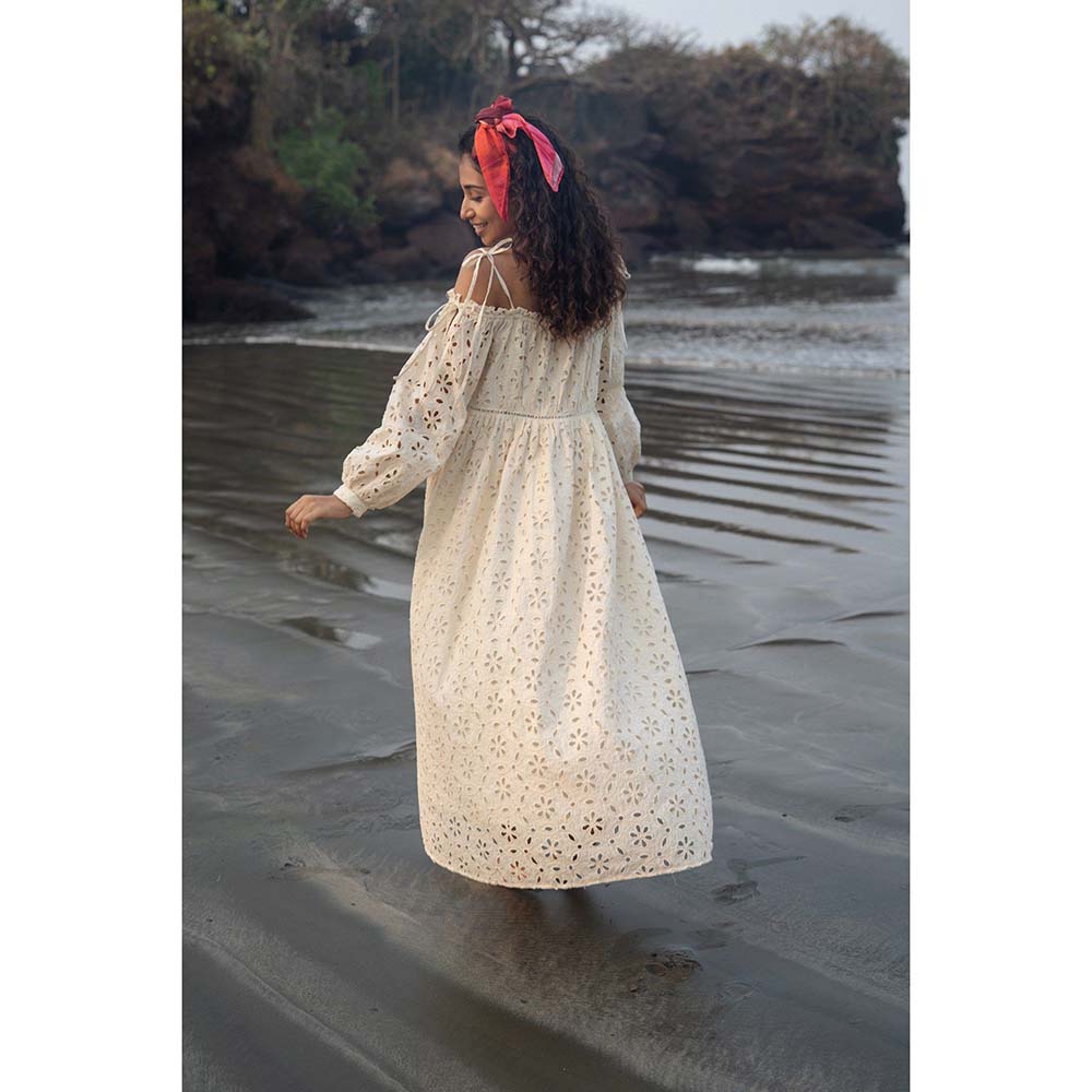 Raas Life Cream Zoe Self Design Dress