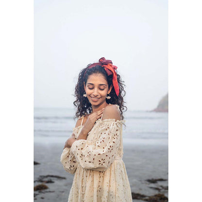 Raas Life Cream Zoe Self Design Dress