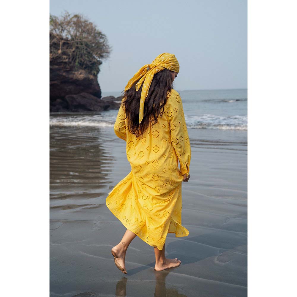 Raas Life Yellow Cosy Self Design Dress