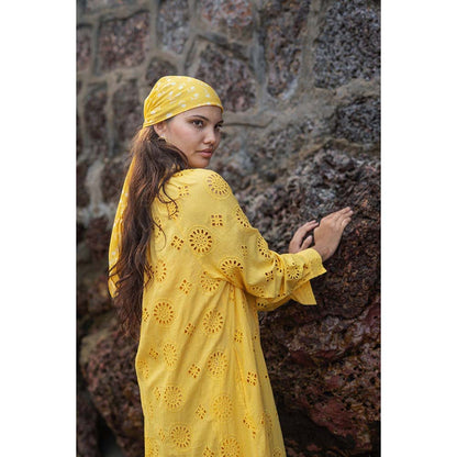 Raas Life Yellow Cosy Self Design Dress