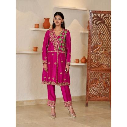 Rabnoor K Sethi Pink Pakistani Zardozi Embroidered Kurta with Pant and Dupatta (Set of 2)