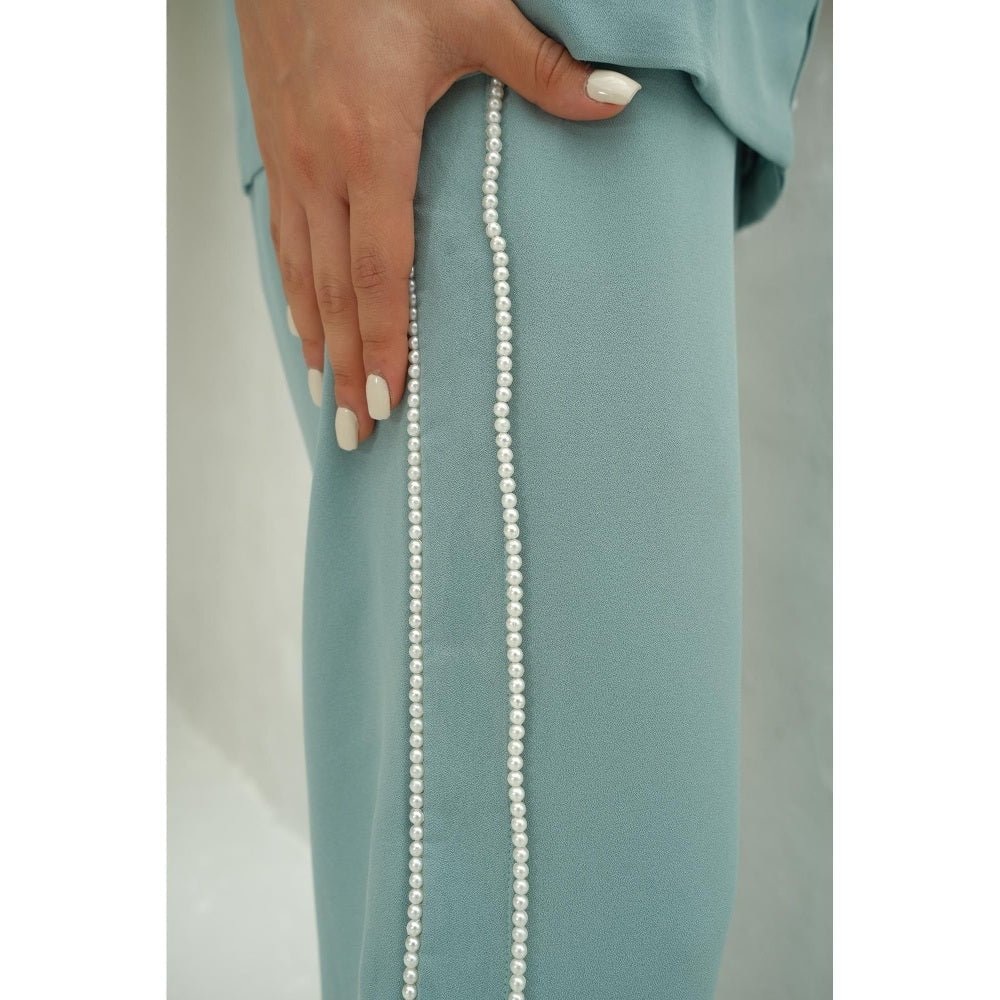 Rabnoor K Sethi Blue Beautifully Embellished Top with Pant (Set of 2)