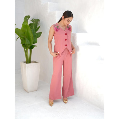 Rabnoor K Sethi Pink Embroidered Co-Ord (Set of 2)