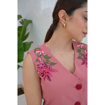 Rabnoor K Sethi Pink Embroidered Co-Ord (Set of 2)