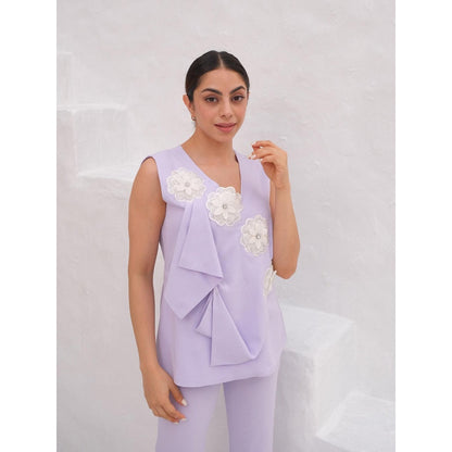 Rabnoor K Sethi A Lavender Flap Design Co-Ord (Set of 2)